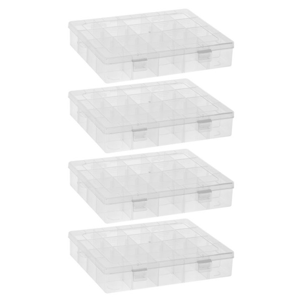 Sortier- & Aufbewahrungsboxen, je Box 20 Fächer, 20,8cm x 16,9cm x 4cm, 4 Stück