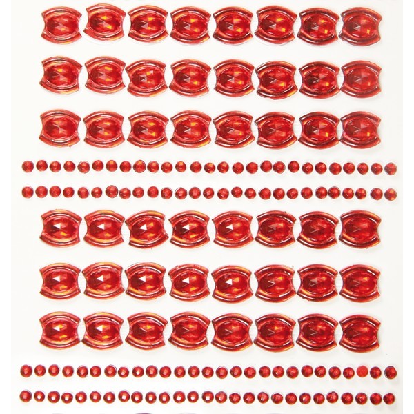 Ornament-Glitzerstein-Bordüren, selbstklebend, Design 3, rot