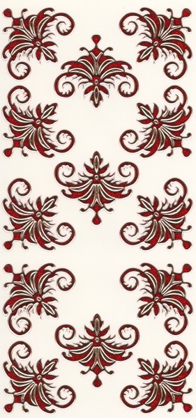 Microglitter-Sticker, Schnörkelornament 1, rot