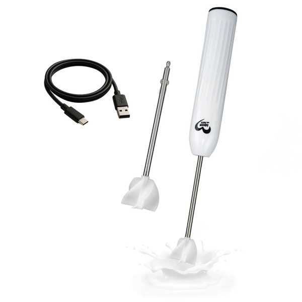 Elektrischer Handmixer, wiederaufladbar, mit 2 Rührstäben, inkl. USB-Kabel