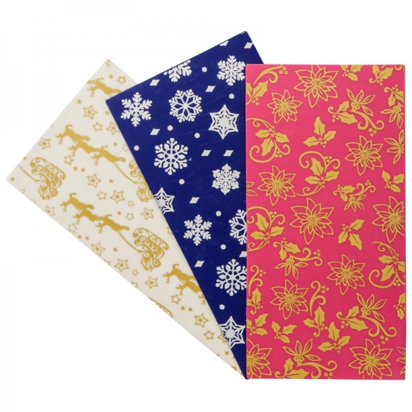 Wachsplatten, bedruckt, Weihnachtsmotive, 3er Set