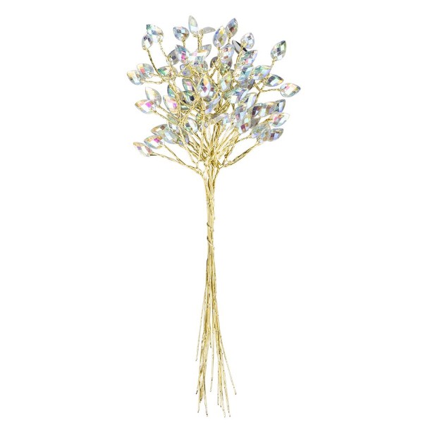 Kristallzweige, Navette, 14cm, silber hinterlegt, klar, irisierend, 10 Stück