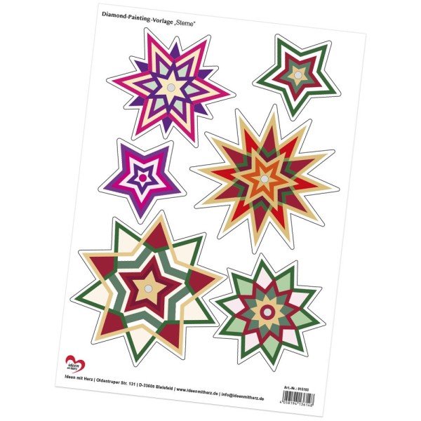 Vorlage für Diamond Painting: Sterne, DIN A4