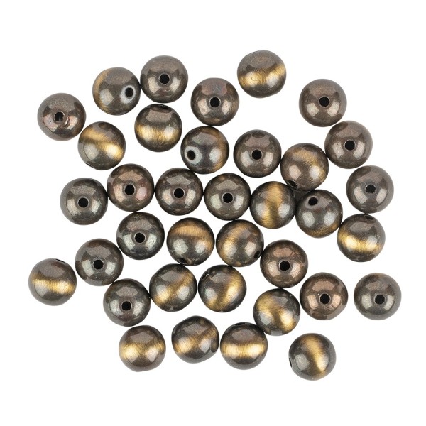 Perlen, Rund, Tigerauge, Ø 0,9cm, braun-hellbraun, 32 Stück