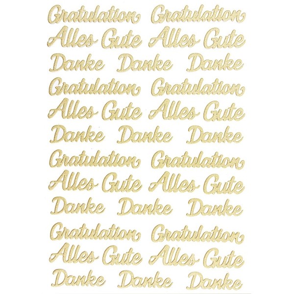3-D Sticker, Deluxe Schriften "Gratulation", verschiedene Größen, selbstklebend, gold