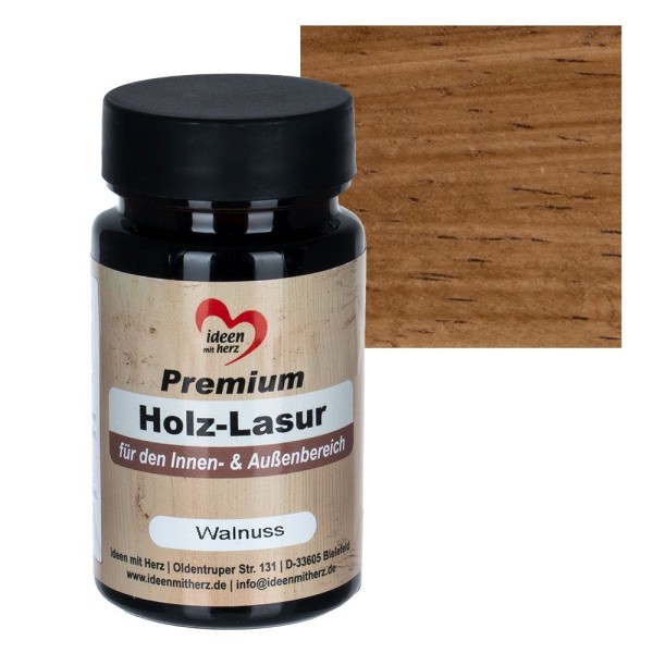 Premium-Holz-Lasur, für den Innen- und Außenbereich, 90ml, walnuss