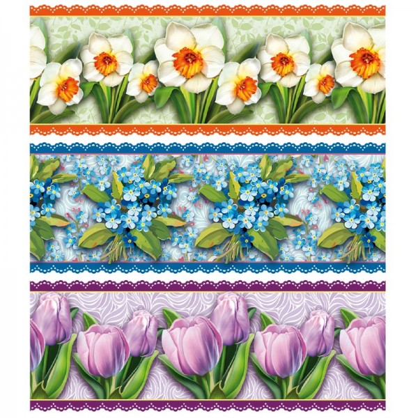Zauberfolien "Frühlings-Blüten", Schrumpffolien für Eier mit 6cm x 4,5cm, 5,5cm hoch, 6 Stück