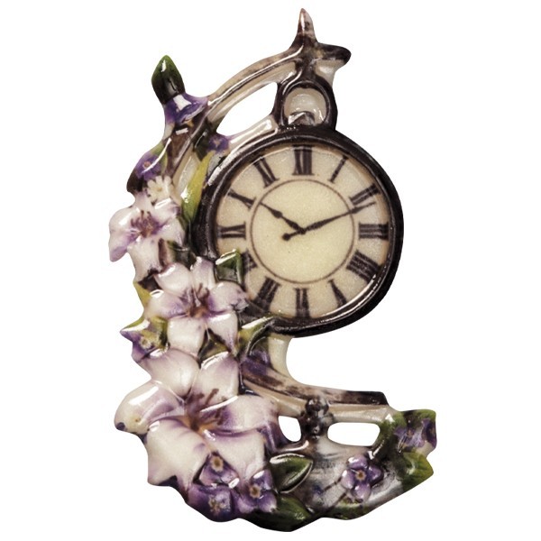 Wachsornament Uhr 4, farbig, geprägt, 7-8cm