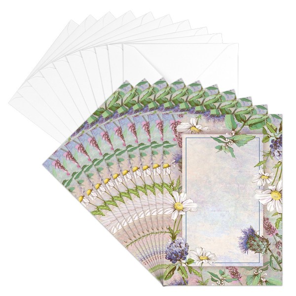 Motiv-Grußkarten & Umschläge, Florale Rahmen 2, 11,5cm x 16,5 cm, 20-teilig