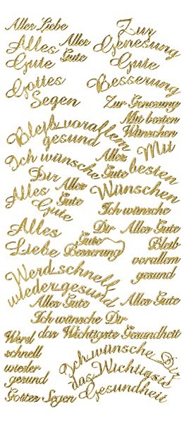 Sticker, Schrift, Wünsche, Perlmuttfolie, gold