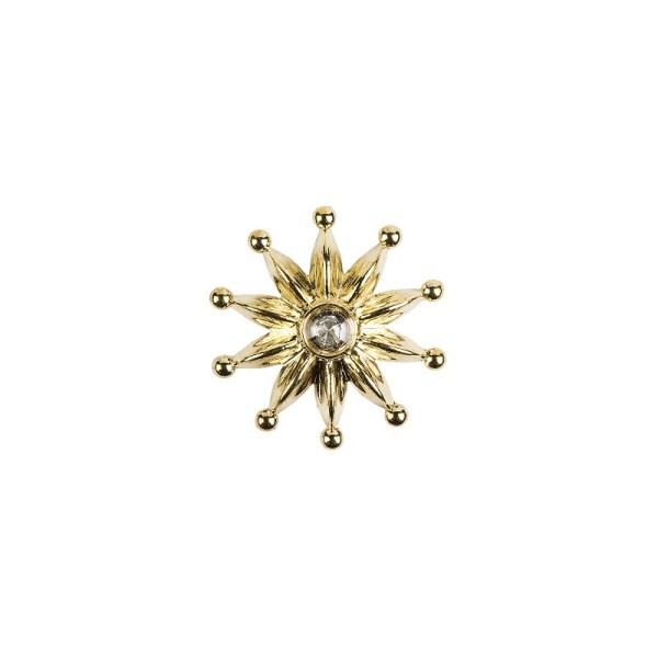Premium Schmucksteine, Zierblüte 2, Ø 3,1 cm, mit Glas-Kristallen, gold, 50 Stück