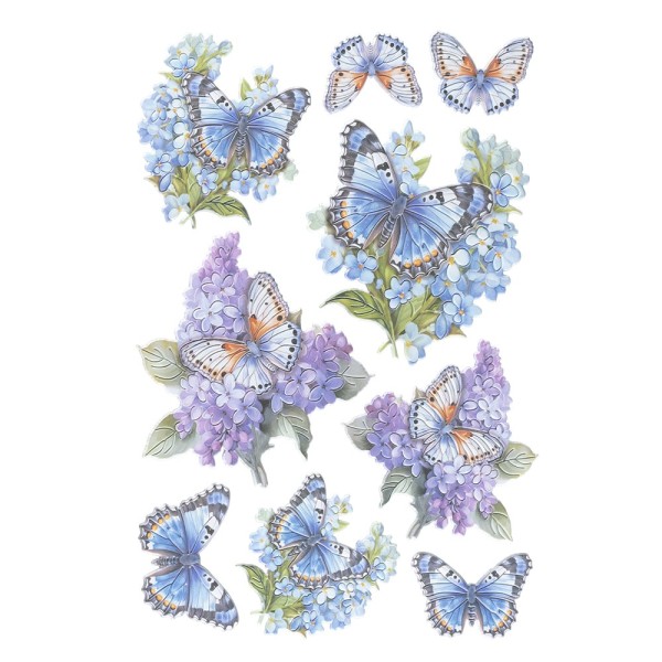 3-D Relief-Sticker, Schmetterlinge & Blumen 2, Design 1, verschiedene Größen, selbstklebend