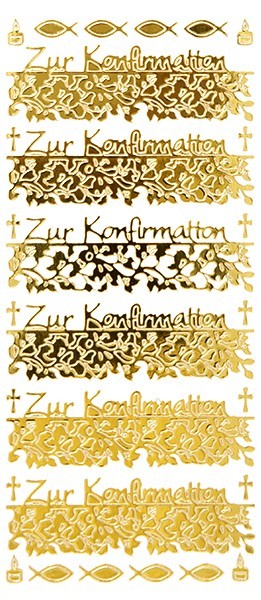 Sticker, Zur Konfirmation, Spiegelfolie, gold