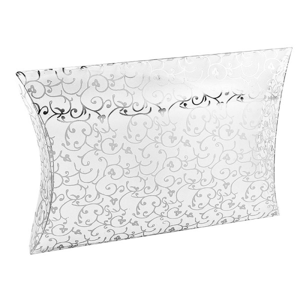 Kissentaschen transparent, 16,2cm x 13,5cm x 3,3cm, Silberfolienveredelung, 5 Stück