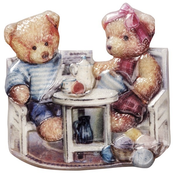 Wachsornament Teddy 1, farbig, geprägt, 7-8cm