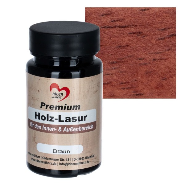 Premium-Holz-Lasur, für den Innen- und Außenbereich, 90ml, braun