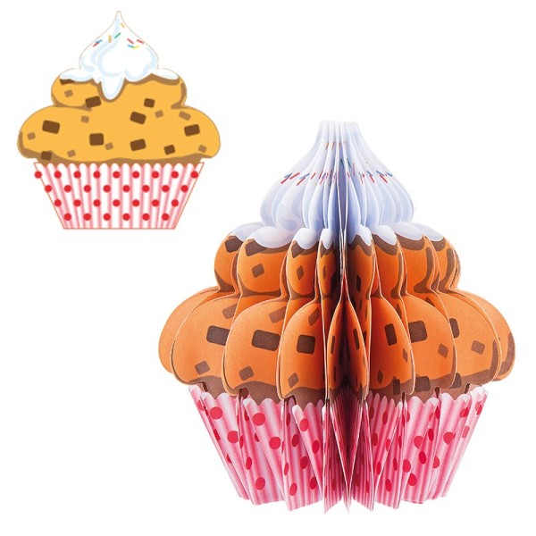 Waben-Stanzteile, Cupcake 1, ocker/rot, 8,2cm x 8,8cm, 100 Stück