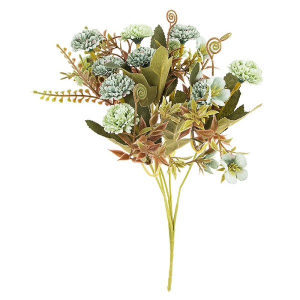Blütenbusch, Mini-Hortensien, 28cm hoch, 10 große Blüten Ø 3cm, Grüntöne