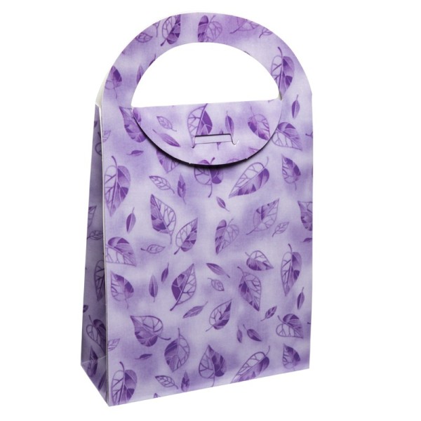 Geschenktasche Blätter, 4,5 x 11,5 x 20 cm, lila