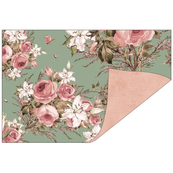 Faltpapiere, Duo-Design 38, 10cm x 15cm, Rosen/apricot, 50 Stück