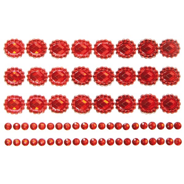 Ornament-Glitzerstein-Bordüren, selbstklebend, Design 2, rot