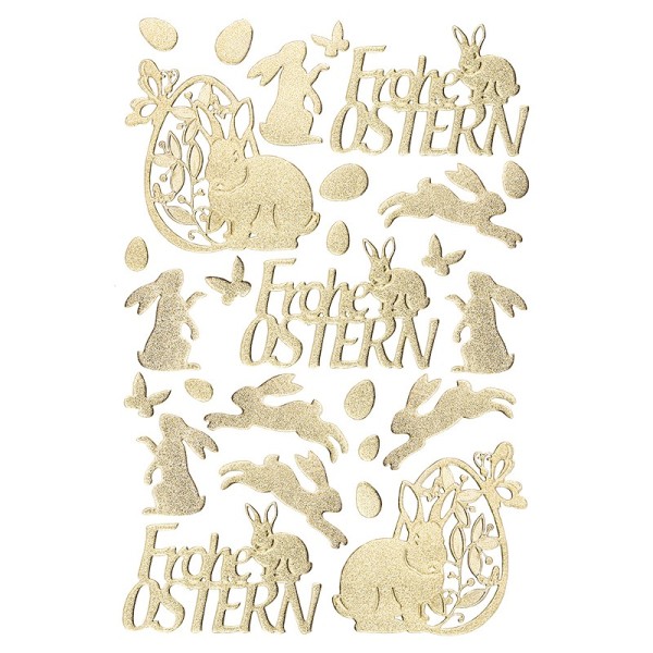 3-D Sticker, Deluxe Frohe Ostern, selbstklebend, gold