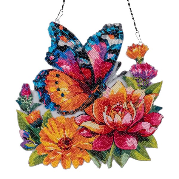 Diamond-Painting-Fensterbild, Acryl, XL, Schmetterling, 30,5cm x 33,2cm, 1,7mm stark, mit Kette