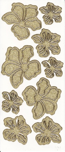 Microglitter-Sticker, Blumen, gold