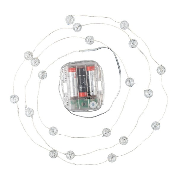 LED-Drahtlichterkette, Crackle-Kugeln, klar, 20 LEDs in Warmweiß, 3,05m lang, Timer
