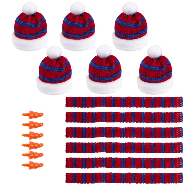 Winter-Outfit 4, Mützen, Schals & Nasen, 18-teilig, für Ø 4cm, rot/blau