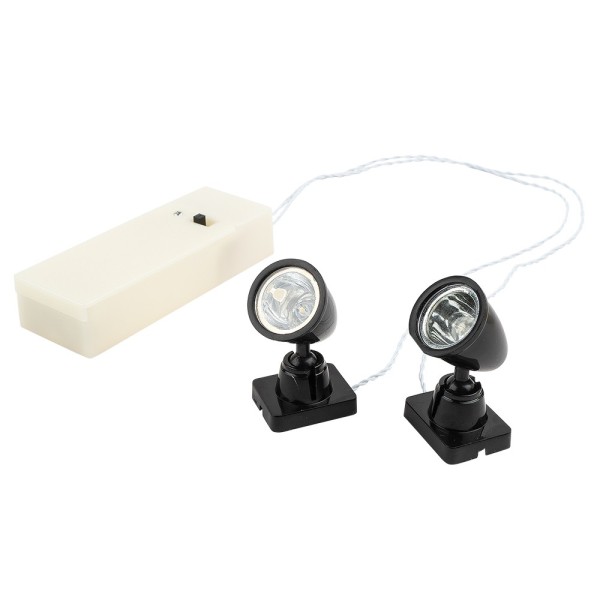 LED-Deko-Spots, max. 4,3cm hoch, 2,5cm breit, je 1 LED-Lämpchen in Warmweiß, schwarz, 2 Stück