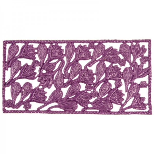 Wachsornament-Platte Krokusse, 16 x 8 cm, violett