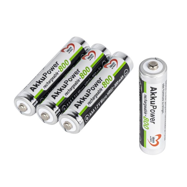 Batterien, AkkuPower, AAA Mirco HR03, 1,2V, 4 Stück