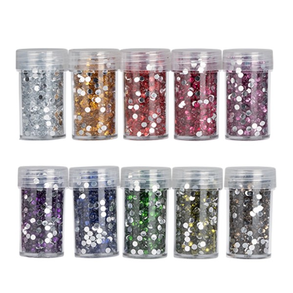Diamond-Painting-Steine, Strass, Sortierung 1, versch. Farben, je 8g, 10 Dosen