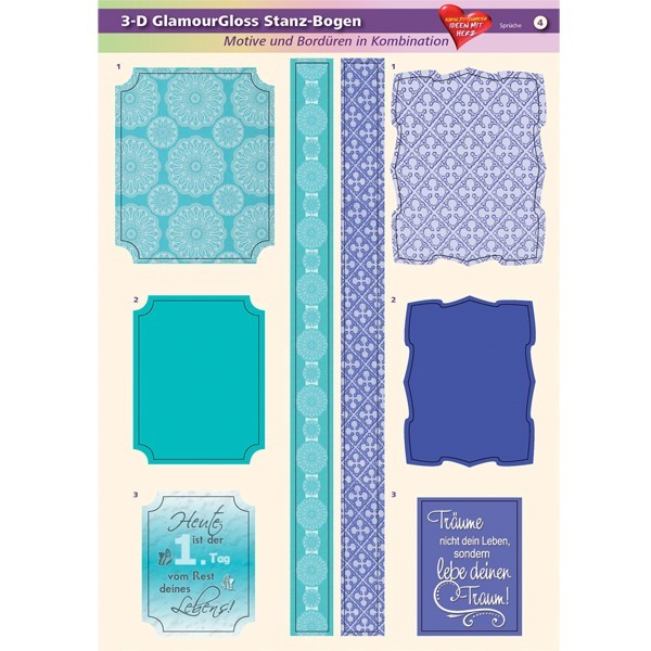 3-D GlamourGloss Bogen, Sprüche, DIN A4, Motiv 4