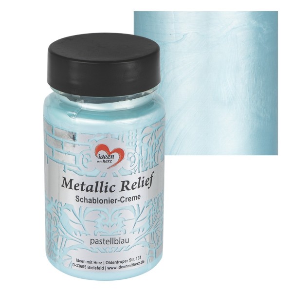 Metallic Relief, Schablonier-Creme, pastellblau, 90ml