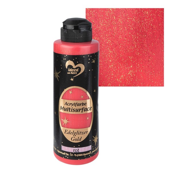 Acrylfarbe "Multisurface", Edelglitzer Gold, rot, 180ml