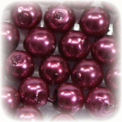 Perlen, rund, Ø6 mm, rotviolett, 50 Stück