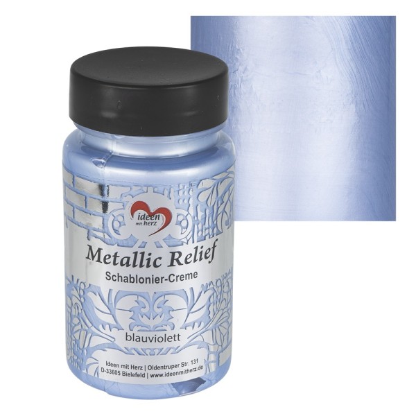 Metallic Relief, Schablonier-Creme, blauviolett, 90ml