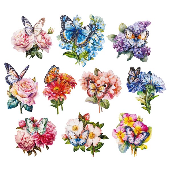 3-D Motive, Schmetterlinge & Blüten 3, 6,5-11cm, 10 Motive