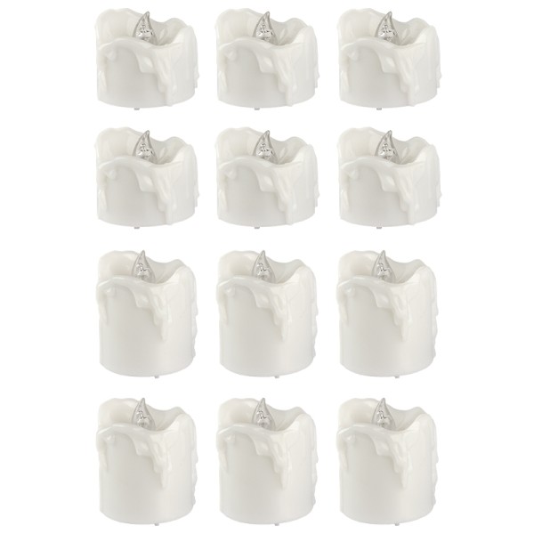 LED-Kerzen, 3,2cm hoch Ø3,6cm & 4,5cm hoch Ø3,6cm, warmweiß, Timer-Funktion, 12 Stück