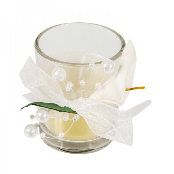 Hochzeits-Duftkerze im Glas, Ø 4,5-5cm , 6cm hoch, Calla
