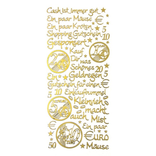 Sticker, Schriften, "Geld/Gutschein", uvm., Spiegelfolie, gold