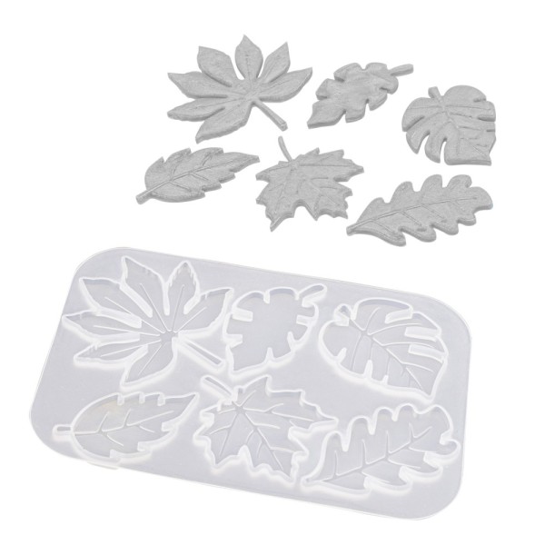 Silikonform, Blätter 2, 10,9cm x 0,4cm x 7,5cm, 6 Designs, lebensmittelecht