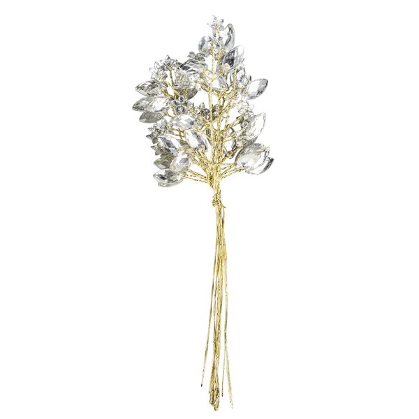 Kristallzweige, Navette & Blumen, 14cm, silber hinterlegt, klar, 10 Stück