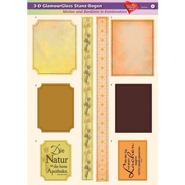 3-D GlamourGloss Bogen, Sprüche, DIN A4, Motiv 3