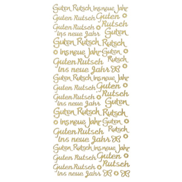 Sticker, Schrift, Guten Rutsch ins neue Jahr, Spiegelfolie, gold