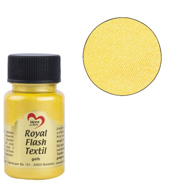 Royal Flash Textil, Glitzer-Metallic-Farbe, 50 ml, gelb