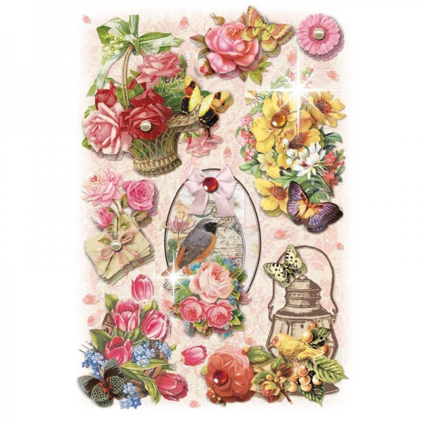 3-D Stickerbogen, Gartenblumen 8, 12,7 x 18,8 cm