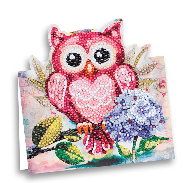 Diamond-Painting-Aufstellkarte, Eule, 16,3cm x 16cm, inkl. Zubehör